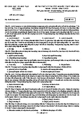 Đề thi thử Tốt nghiệp THPT môn Giáo dục công dân - Mã đề 414 - Năm học 2020-2021 - Sở giáo dục và đào tạo Bắc Ninh (Có đáp án)